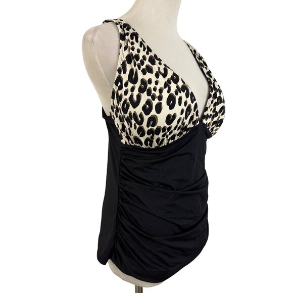 Bleu Rod Beattie Tankini Women's 14 Cheetah Padded Swim Top Adjustable Strap - Picture 9 of 9